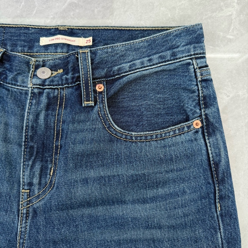 Levi's Blue Ripped Straight Leg Jeans - Picture 4 of 16